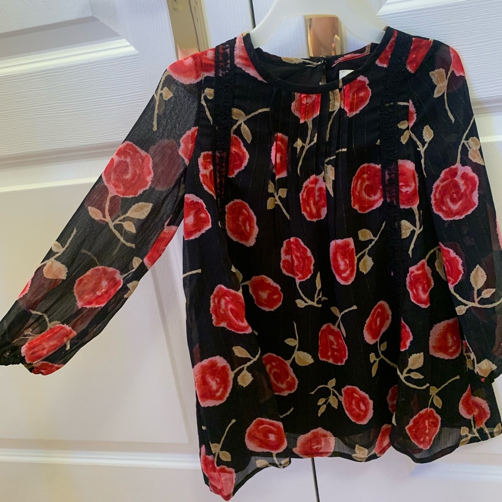 Kate Spade black with red roses and gold accent dress. Size 3T. Never worn.